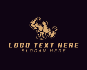 Training - Strong Muscle Man logo design