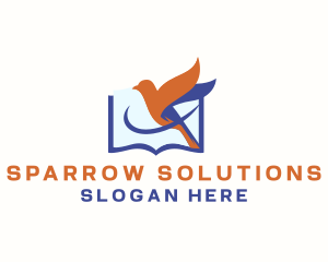 Sparrow - Book Sparrow Library logo design