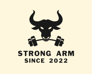 Strong Bull Barbell logo design