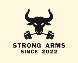 Strong Bull Barbell logo design