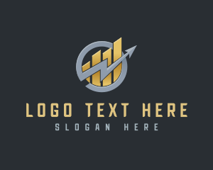 Gold - Lightning Growth Graph logo design