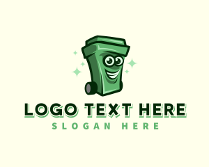 Cartoon - Trash Bin Recycle logo design