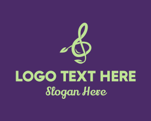 Symbol - Musical Note Leaf logo design