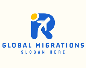 Immigration - Airplane Travel Letter R logo design