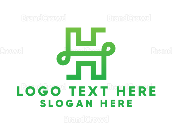 Green Elegant H Outline Logo