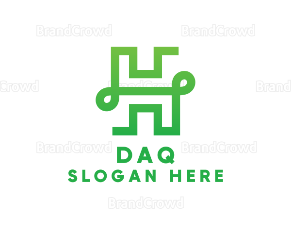 Green Elegant H Outline Logo