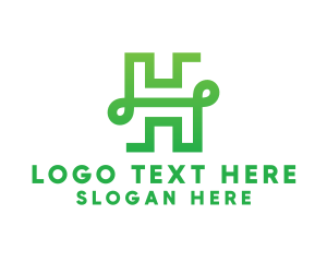 Ecology - Green Elegant H Outline logo design