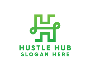 Green Elegant H Outline logo design