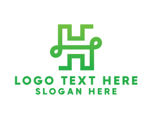 Alphabet - Green Elegant H Outline logo design