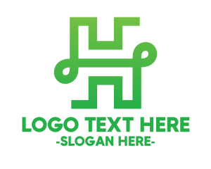 Parlor - Green Elegant H Outline logo design