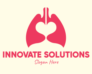 Respiratory System - Pink Heart Lungs logo design