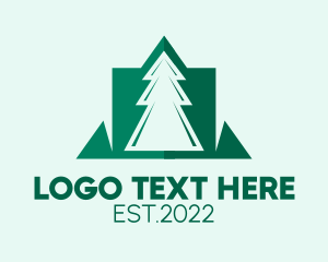Camp - Green Pine Tree Forest logo design