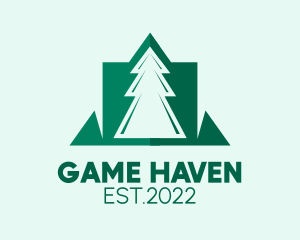 Woods - Green Pine Tree Forest logo design