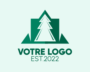 Camping - Green Pine Tree Forest logo design