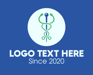 Line - Medical Stethoscope Caduceus logo design