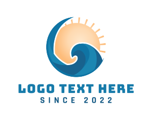 Traveler - Beach Waves Sun logo design