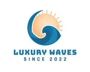 Beach Waves Sun logo design