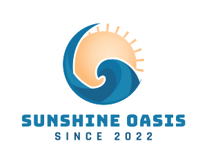 Beach Waves Sun logo design