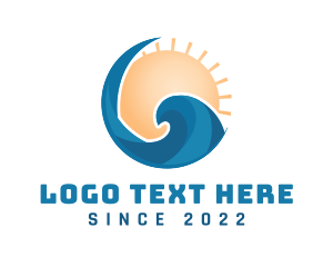 Travel - Beach Waves Sun logo design