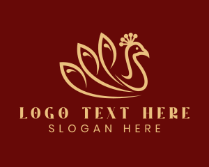Animal - Premium Golden Peacock logo design