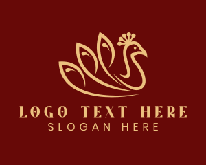 Expensive - Premium Golden Peacock logo design