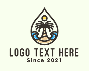 Diver - Summer Island Palm Tree logo design