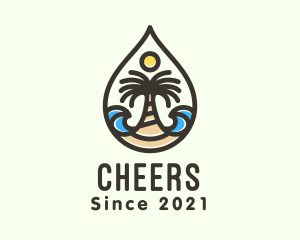Droplet - Summer Island Palm Tree logo design