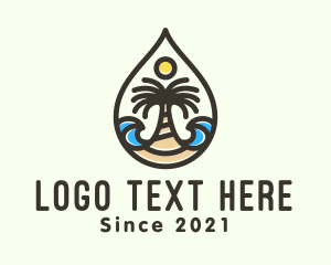 Tropical - Summer Island Palm Tree logo design