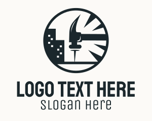 Wood Worker - Hammer Nail Urban Carpenter logo design