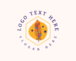 Hexagon - Bohemian Feather Craft logo design