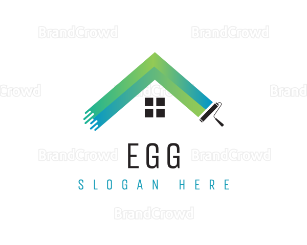 Gradient Paint Roller House Logo