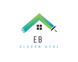 Home Improvement - Gradient Paint Roller House logo design