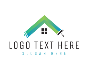 Paint Services - Gradient Paint Roller House logo design