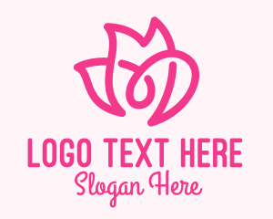 Curly - Pink Flower Loop logo design