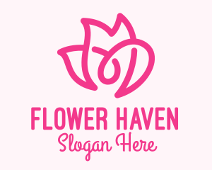 Pink Flower Loop logo design