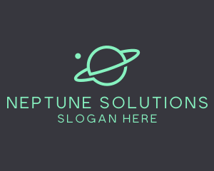 Neptune - Green Minimalist Planet logo design