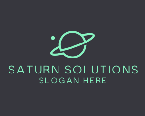 Saturn - Green Minimalist Planet logo design