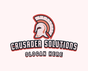 Crusader - Spartan Helmet Soldier logo design