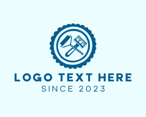 Construction - Hipster Painter Roller logo design