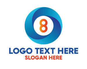 Eighth - Blue Ring Number 8 logo design