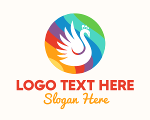 Lesbian - Rainbow Peacock logo design