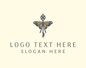 Premium - Fancy Butterfly Key Lock logo design