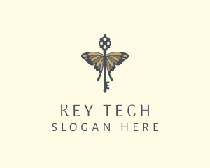 Fancy Butterfly Key Lock logo design