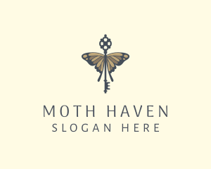 Moth - Fancy Butterfly Key Lock logo design