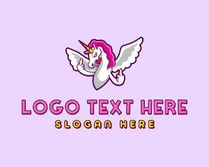 Antisocial - Provocative Unicorn Middle Finger logo design