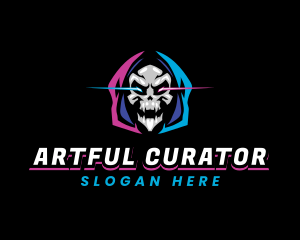 Skull Gaming Neon logo design