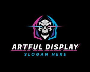 Skull Gaming Neon logo design