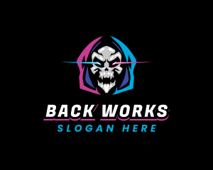 Skull Gaming Neon logo design