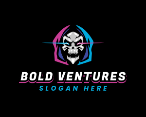 Skull Gaming Neon logo design