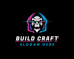 Skull Gaming Neon logo design